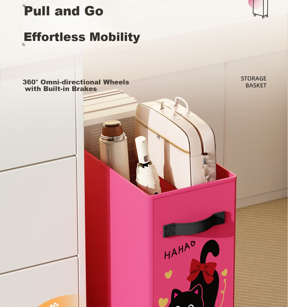 Fanyejia Under-Desk Storage Rack Organizer with Wheels for Office Desk, Small Cart for Workstation, Backpack Storage Trolley for Dormitory 8