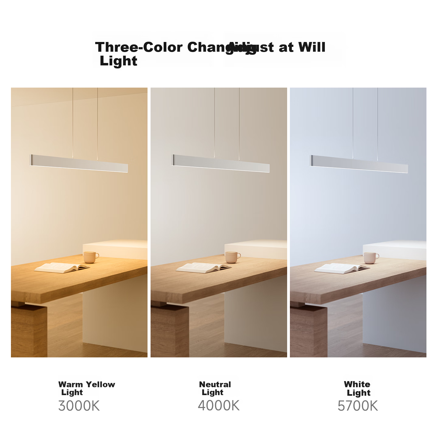 Jundun Full Spectrum Eye Protection Linear Pendant Light Adjustable Modern Minimalist Dining Room Study Lamp All-Inclusive Price