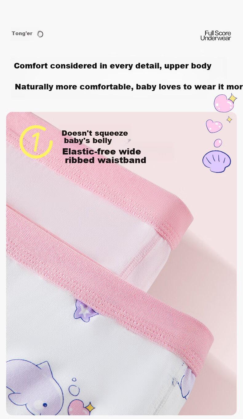 PurCotton Kids 7A Antibacterial Stretch Underwear 3-Pack 7