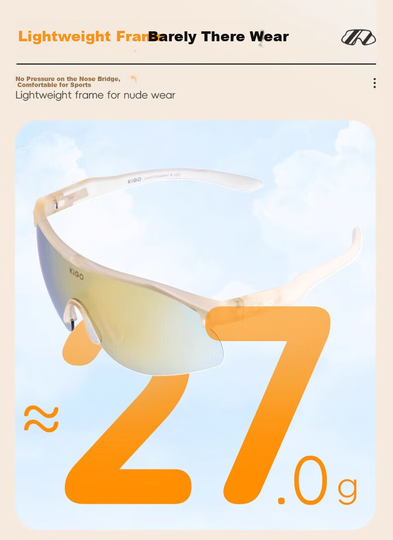 Kigo Kids Sports Glasses Unisex Running Mountaineering Protective Goggles Cycling Windproof Anti-Fog Sunglasses 6-12 Champagne Gold 5