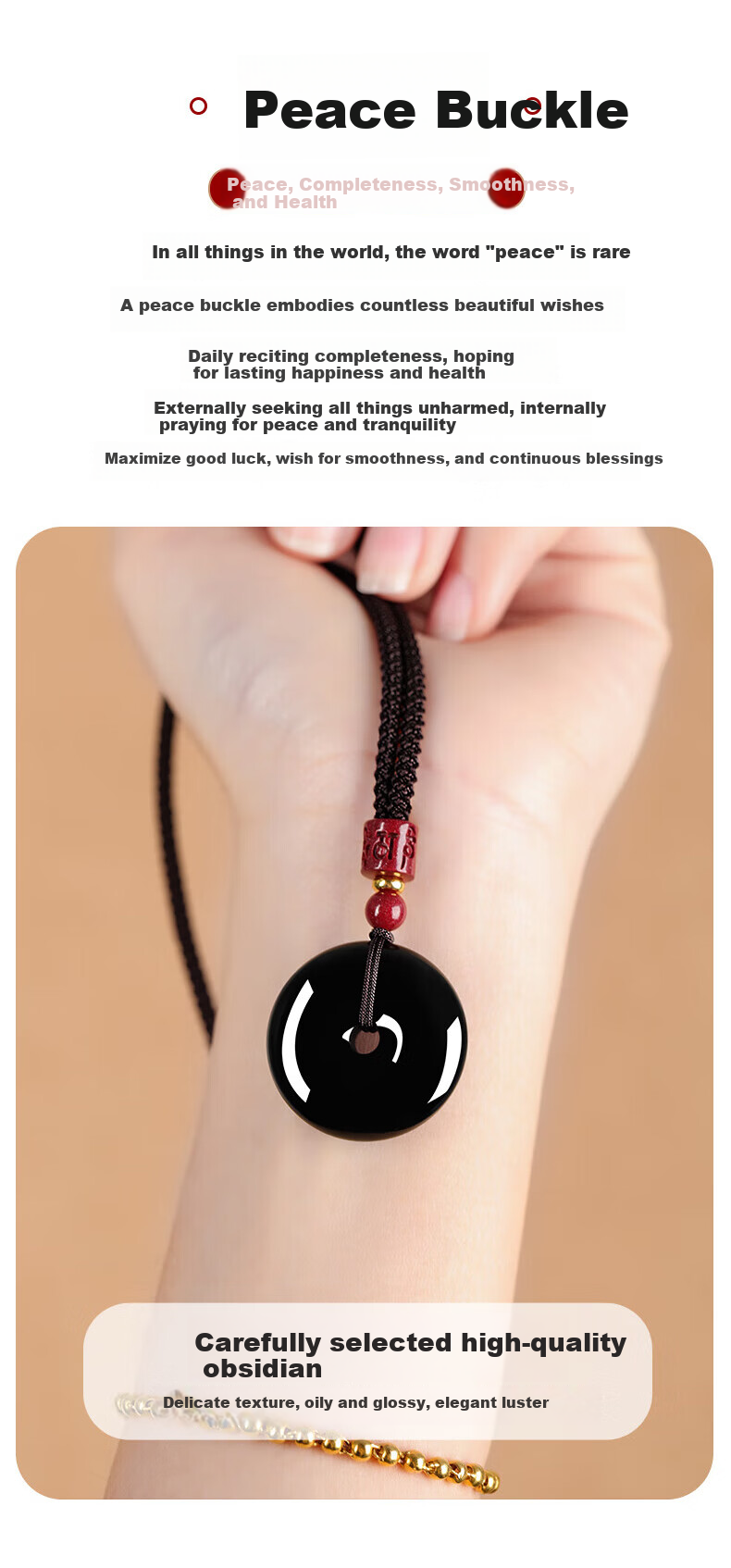 Chow Tai Fook Obsidian Necklace Unisex Luxury Six-Character Mantra Pendant 520 Birthday Gift for Girlfriend 4