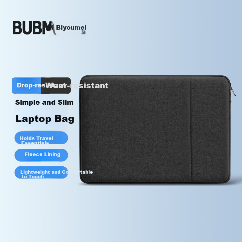 Biyoumei Laptop Sleeve Padded Shockproof Inner Lining Storage Bag with Compartments for Apple Huawei Lenovo Xiaomi 13.3-inch Black