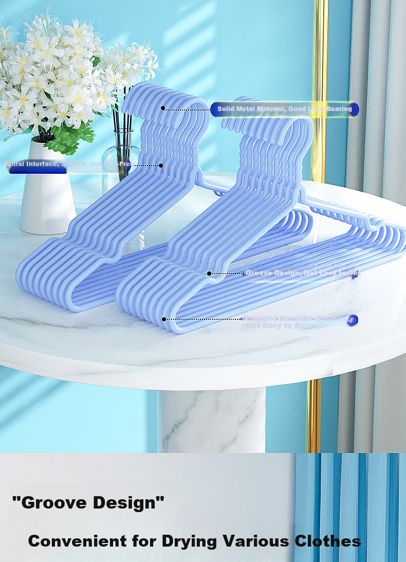 Grace Clothes Hanger with Groove for Adults, Dormitory Drying Rack, Non-Slip Plastic-Coated Hanger 3