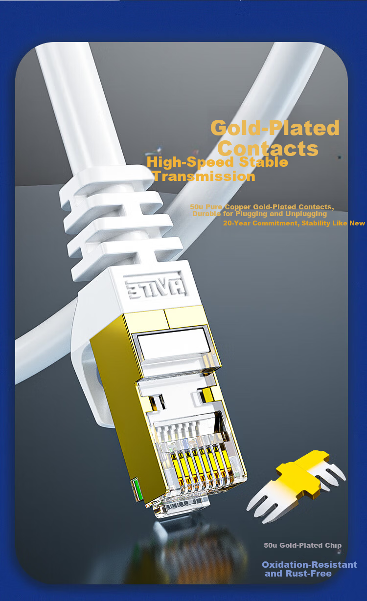 HAILE Cat6 Shielded Flat Network Patch Cable, 5 Meters, 10 Gigabit Transmission, HT-535Y 3