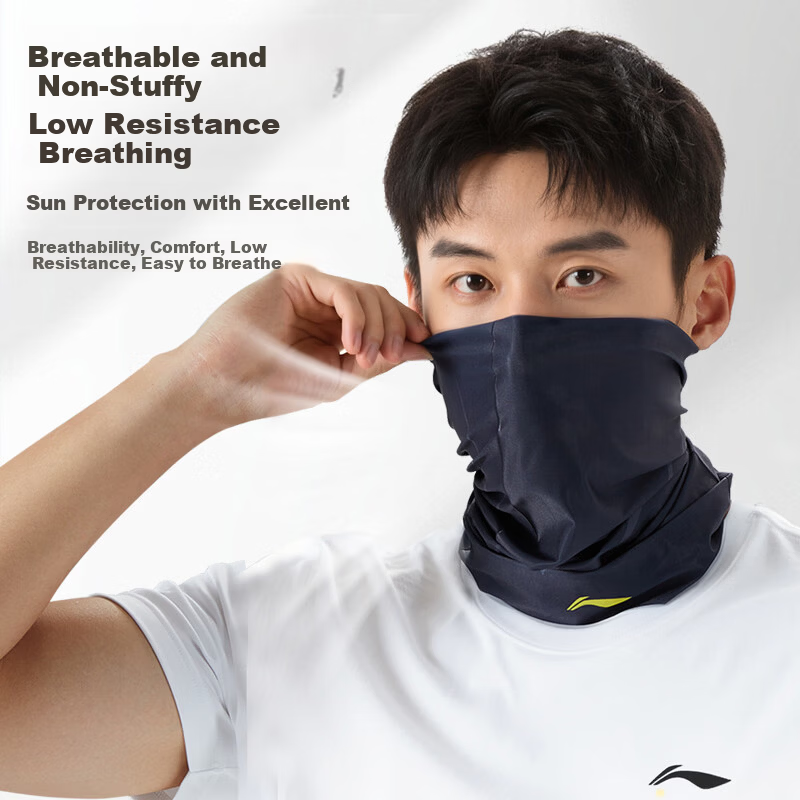 LI-NING Cycling Sun Protection Face Mask Unisex Ice Silk Neck Gaiter Magic Scarf Summer Lightweight Breathable Outdoor Sunshade Dustproof