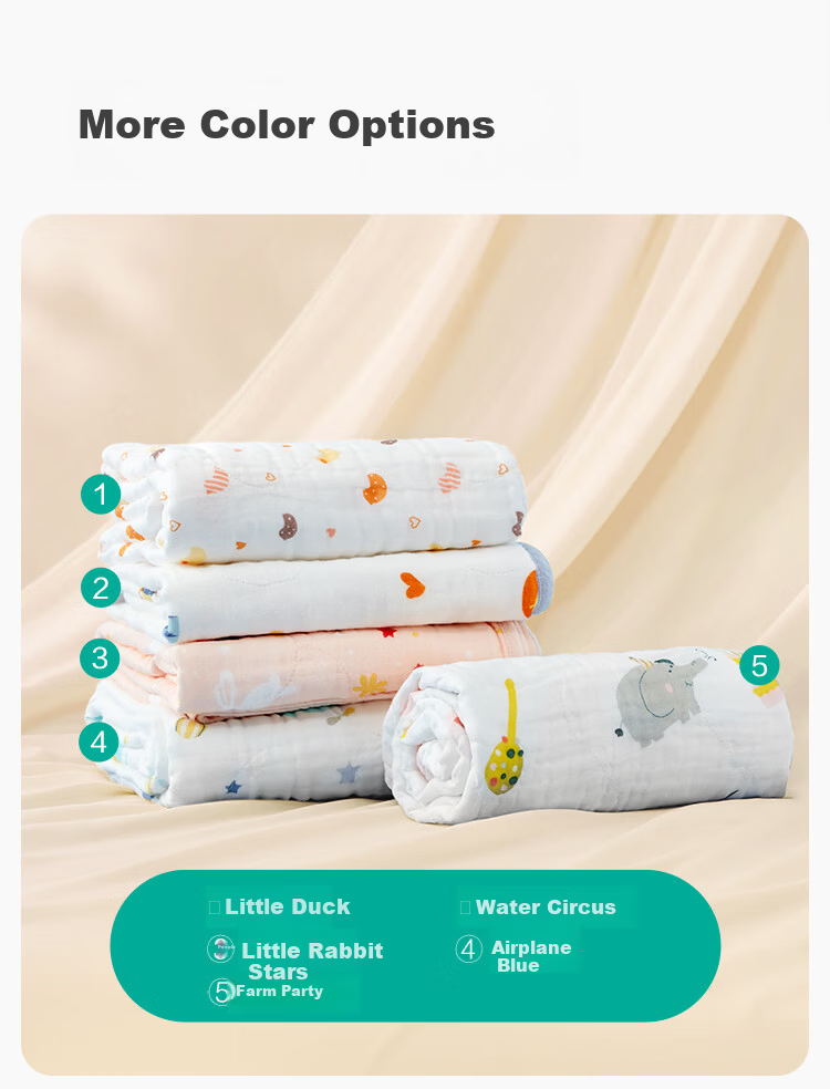 PurCotton Children's Bath Towel Pure Cotton Breathable Gauze Newborn Baby Bath Large Towel Panda Pattern 115cm 14