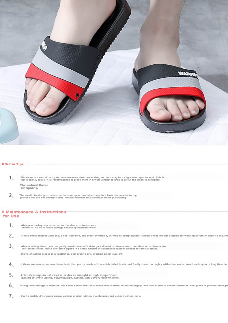 Huili Korean-Style Slippers, Patchwork Couple Style, Bathroom Home Use, Fashionable Soft-Soled Slippers, HL333360, Black And Red, Size 44 15
