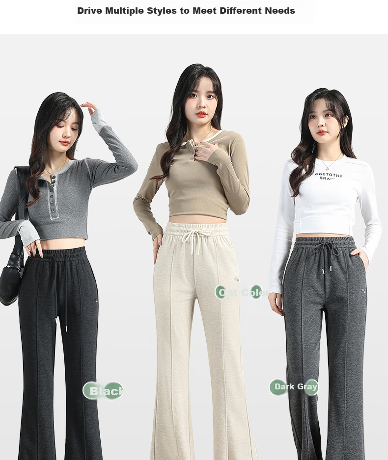 BOPRUIEY Women's Micro Flare Sweatpants, Spring And Summer 2026 Thin Style, Draping Slimming Mid-Rise Embroidered Flared Pants Casual Trousers for Wome 12