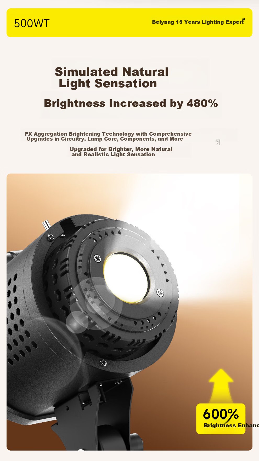 Beiyang Live Streaming Photography Fill Light, 500W Live Streaming Light Soft Light Professional Studio Constant Light Video Lighting Camera Soft Light Spherical Beauty Deep Throw Light 9