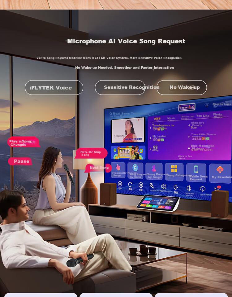Punos/Bolangsha V8Pro All-in-One AI Voice Control HD Karaoke Machine with Custom Song Library for Quanmin K Ge, Touchscreen Mobile Song Selection, 21-inch, 10 Million Song Library 7