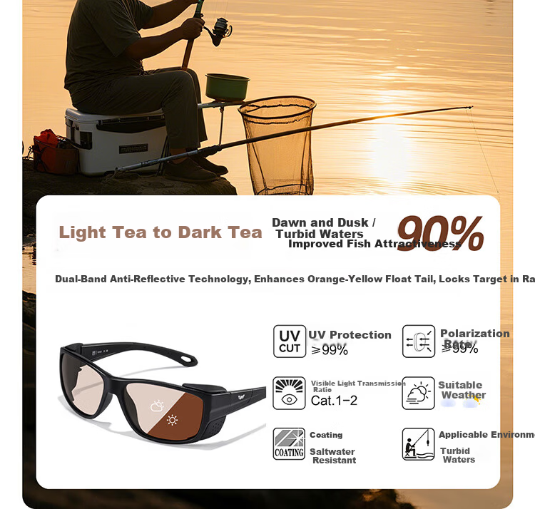 Bertha Fishing Sunglasses Polarized Outdoor Professional Anti-Glare Men Underwater Visible 3M Drift Watching Glasses 23