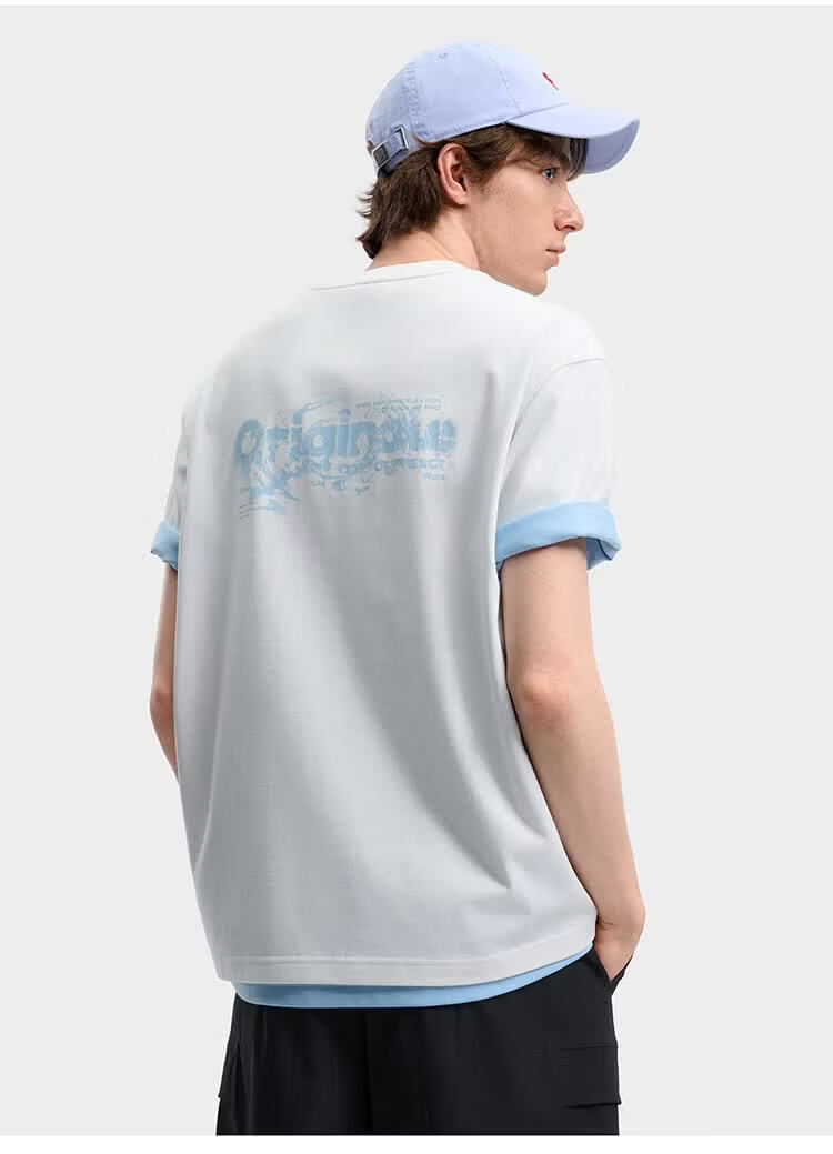 FILA Official Yi Yangqianxi Men's Knitted Short Sleeve Shirt 2026 Summer Casual Loose Cool Round Neck T-Shirt 36