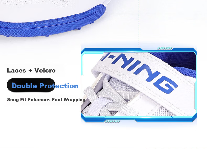 Li-Ning Children's Soccer Shoes, for Ages 6-12 Youth Professional Football Boots, TF Turf Cleats, Boys' Breathable Cleats for Summer, Blue, Size 36 24