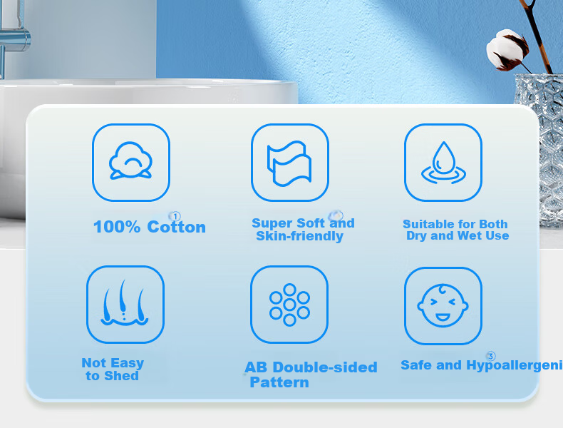 Cotton Deer Pure Cotton Hanging Facial Towels, Extra Large and Thick, Dual-use Dry and Wet Face Wipes, Makeup Cotton Cleansing Towels, 2 Packs 2