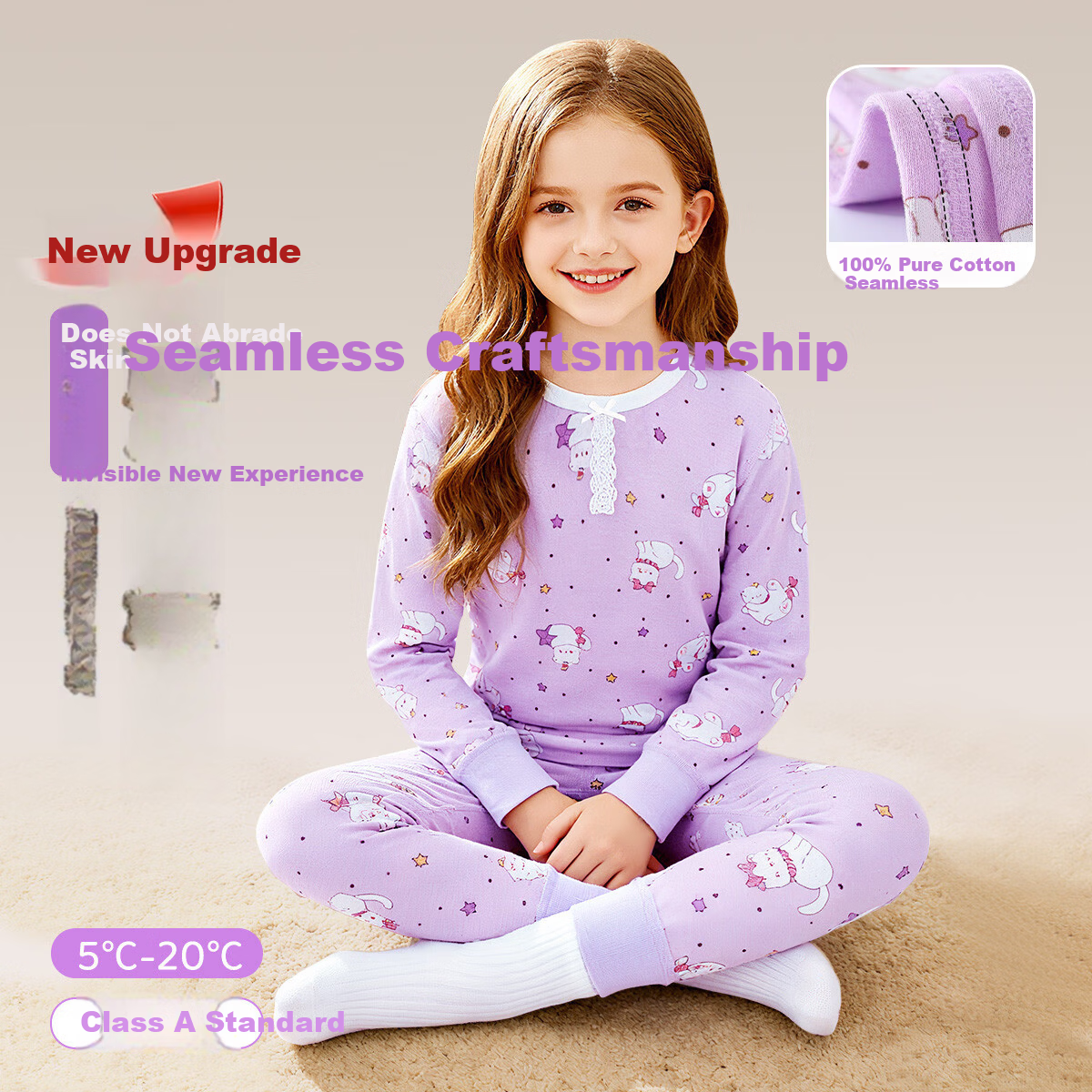 Deesha Kids Autumn Thermal Underwear Set Girls Baby Fall Winter Warm Cotton Long Johns Pure Cotton Base Layer Pajamas