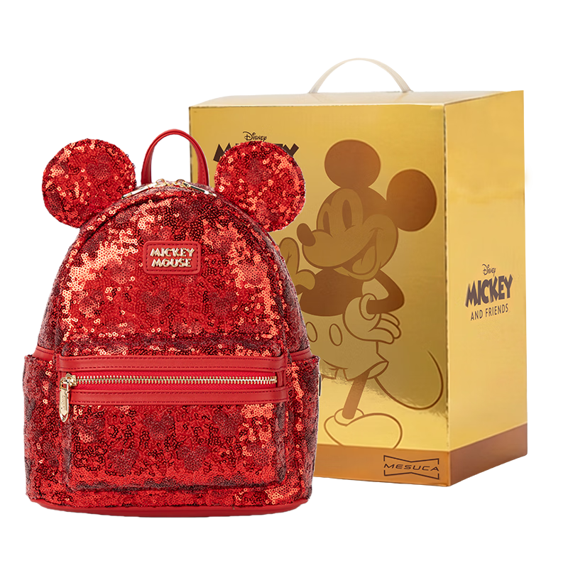 Disney Women's Backpack Fashion Girl Mickey Double Shoulder Bag Birthday Gift Box Set