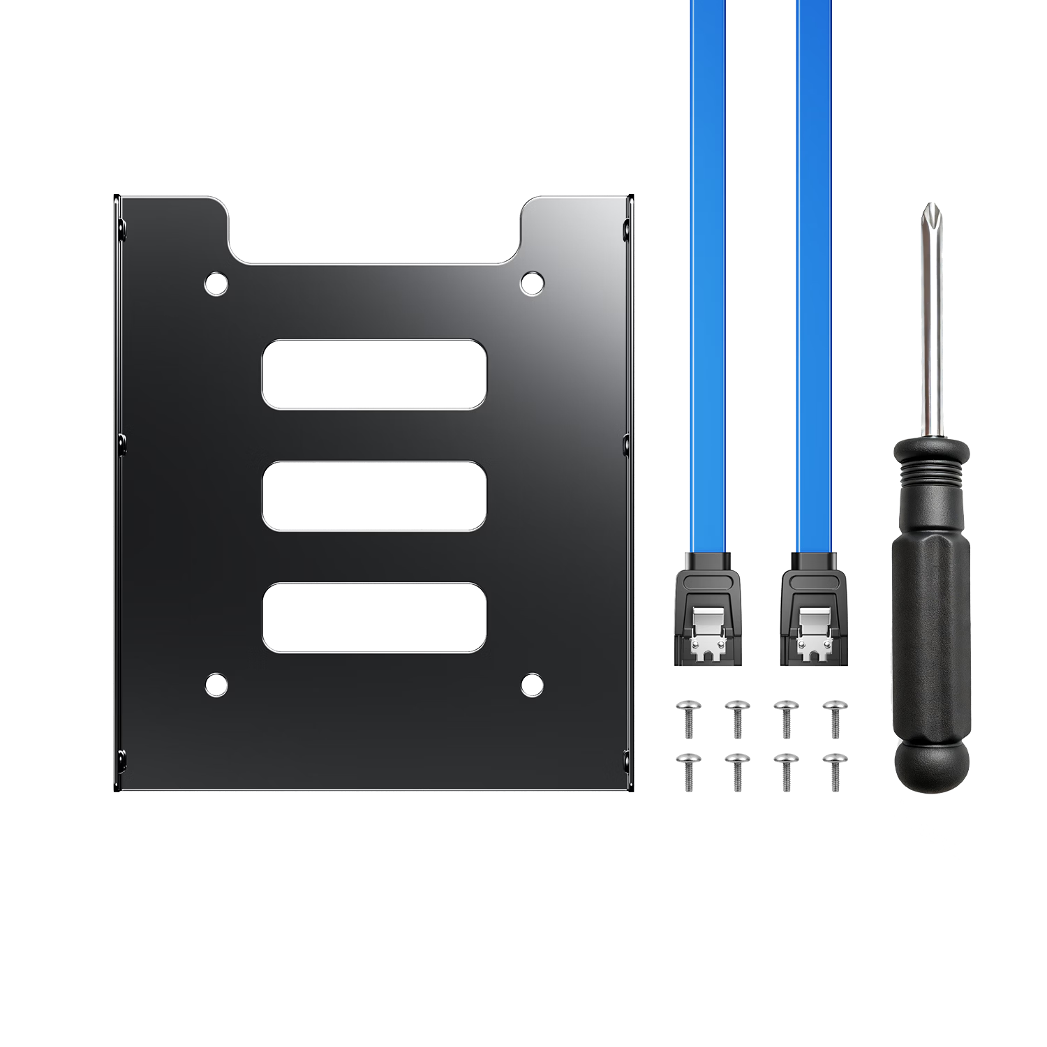 BIAZE SSD Mounting Bracket 2.5 to 3.5 Inch Solid State Drive Holder Desktop PC Installation Accessories with Screwdriver Screws and SATA3 Data Cable