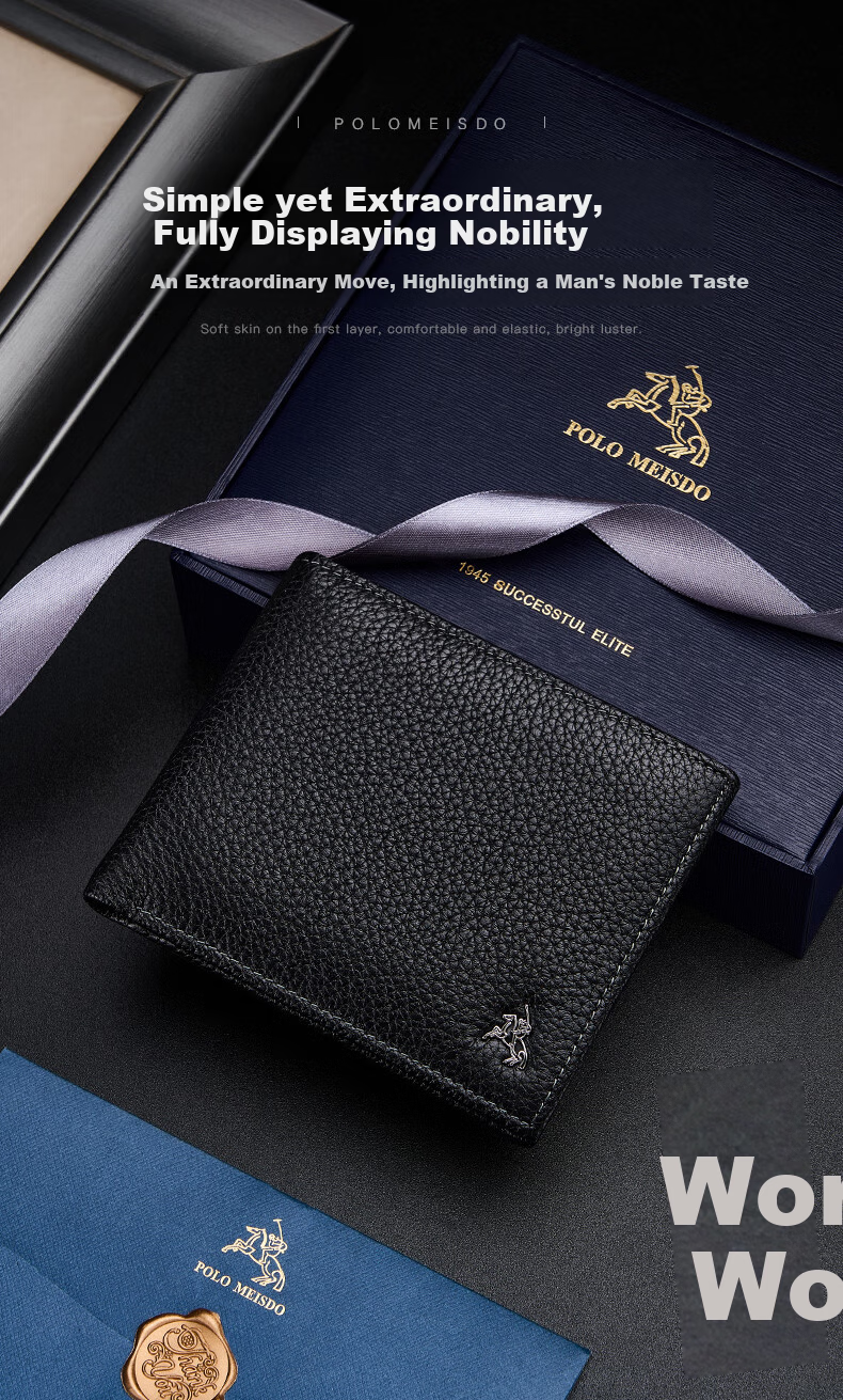 Paolo Mest Men's Genuine Leather Short Wallet Gift Box Practical Birthday Present for Boyfriend Husband Father JD Self-operated 4