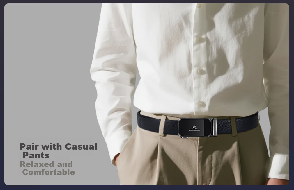 Paolo Mest Men's Genuine Leather Automatic Buckle Belt Gift Box Practical Birthday Present for Boyfriend Husband Father 24
