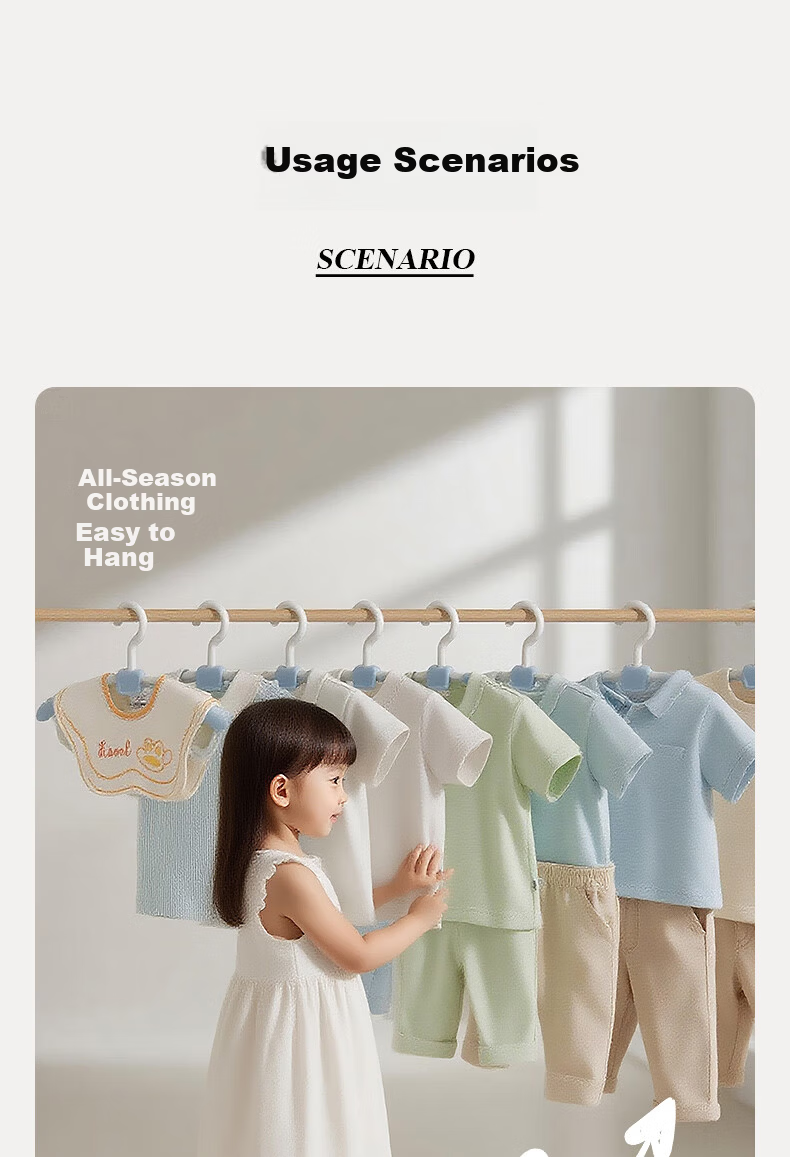 Baicaoyuan Kids Adjustable Clothes Hangers Baby Underwear Socks Storage Infant Drying Rack Wardrobe Clothes Hangers 10-Pack 8