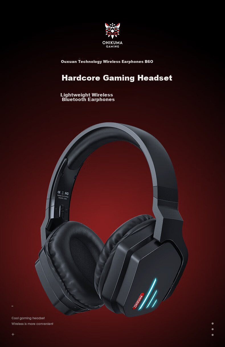 ONIKUMA Wireless Bluetooth Headphones Over-Ear Stereo Sound Cool Gaming Headset Noise Cancelling Long Battery Life Music Sports Phone Tablet Universal Comfortable Wearable Microphone Birthday Gift 1