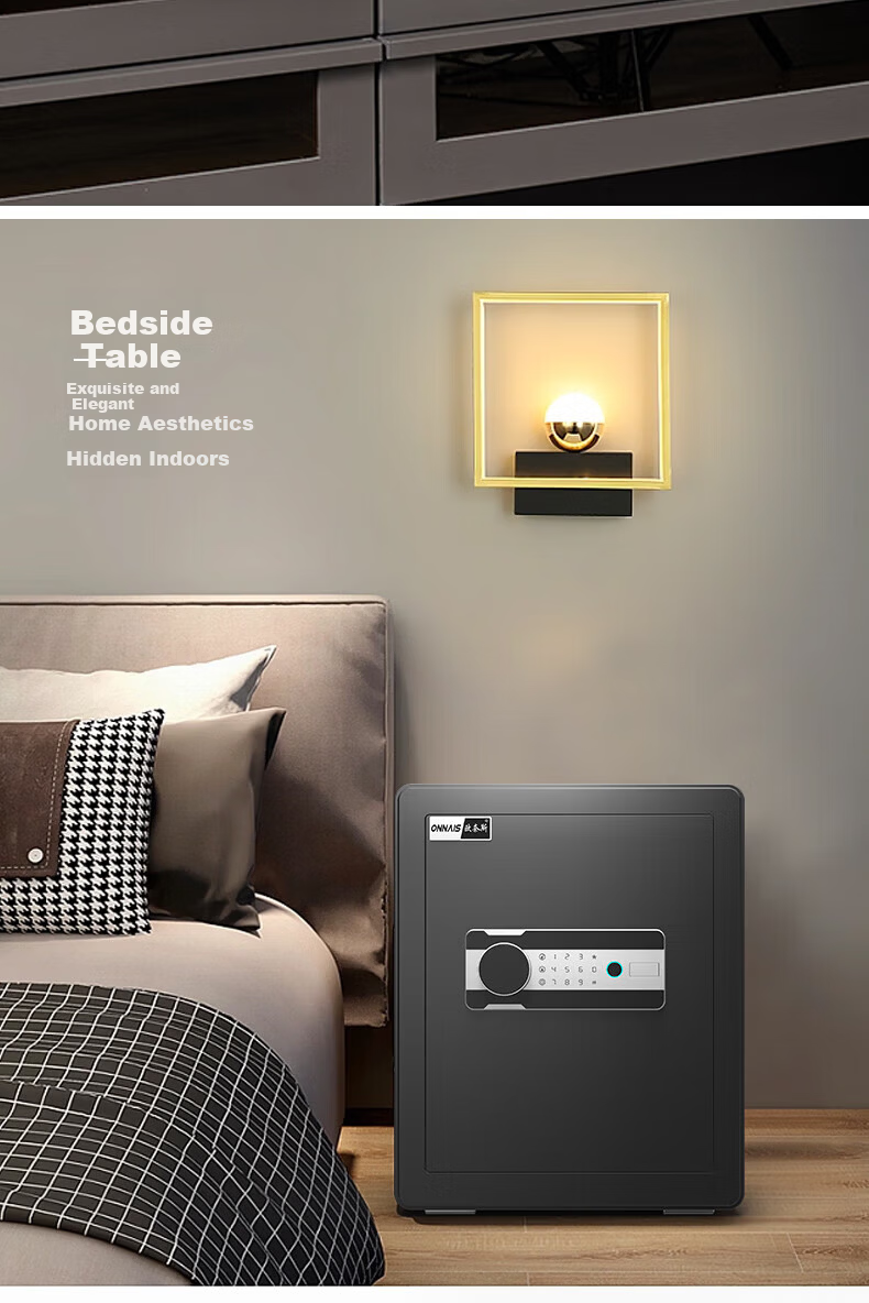 ONNAIS Home Safe Small 25cm Office Password WIFI All-Steel Anti-Theft Fingerprint Wall-Embedded Alarm Smart Mobile Storage Box New A6-25 Black Fingerprint WIFI 15