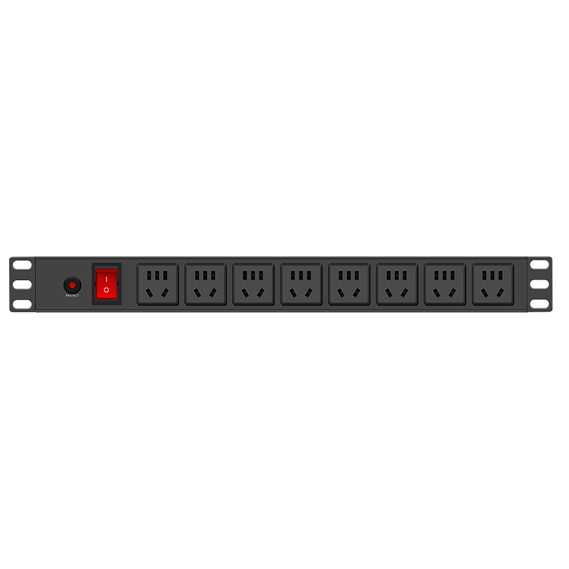 Jiahua Tongda PDU 8-Port National Standard Five-Hole Surge Protection Overload Dual Switch Cabinet PDU Power Strip Socket with Surge Protection 1.8m Cable 1.5mm² JH1108BK