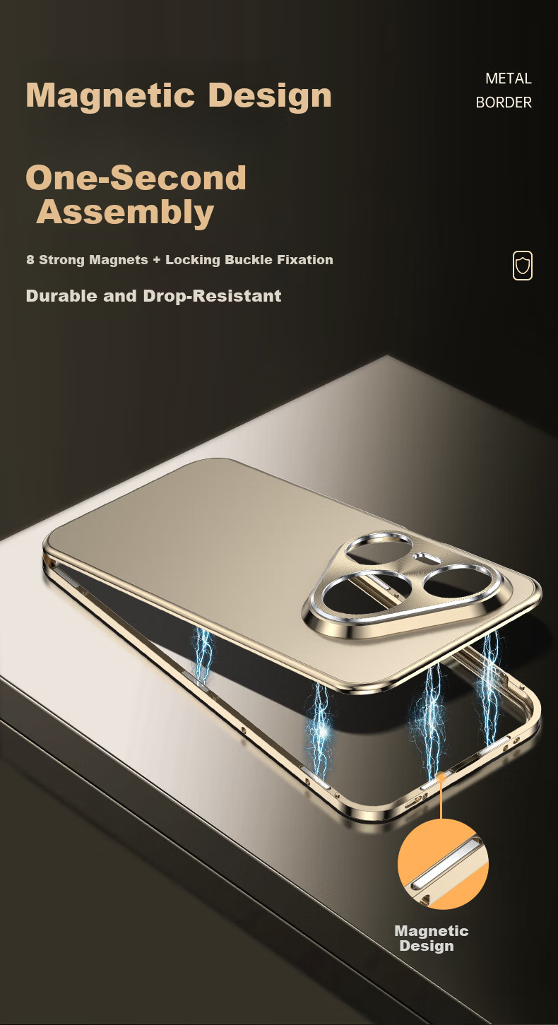 IM-CHEN Metal Magnetic Full Coverage Case for Huawei Pura80Ultra, Aluminum Alloy Lens Ring Matte Black, Unisex 7
