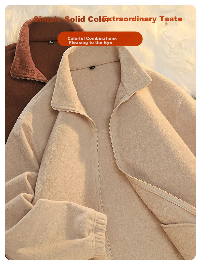 JEEP SPIRIT Men's Winter Fleece Jacket Double-Sided Thickened Plush Warm Lock Temperature Fleece Lining Versatile Stand Collar Coat 6