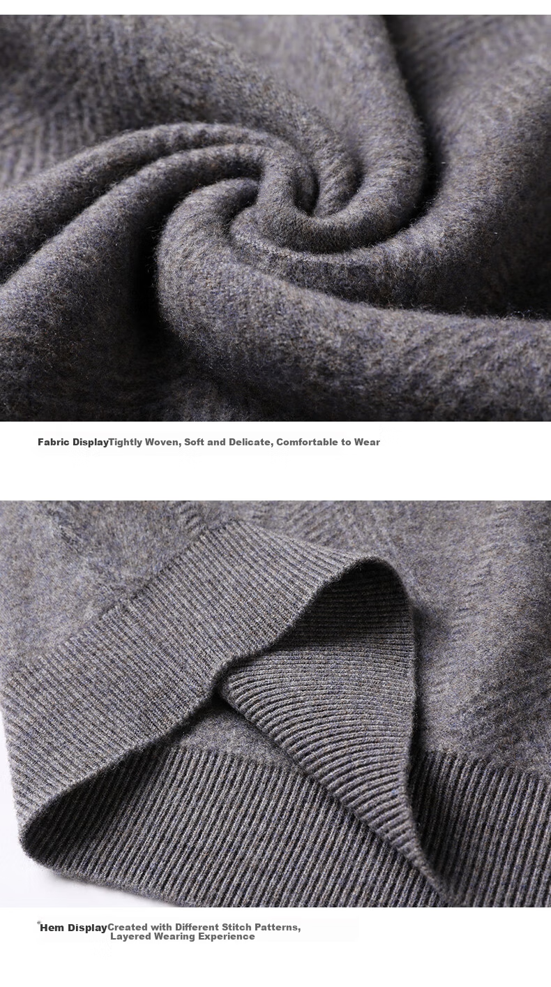 Hengyuanxiang Men's Thickened 100% Pure Wool Sweater Winter Red Knitwear for Young and Middle-aged Men 24