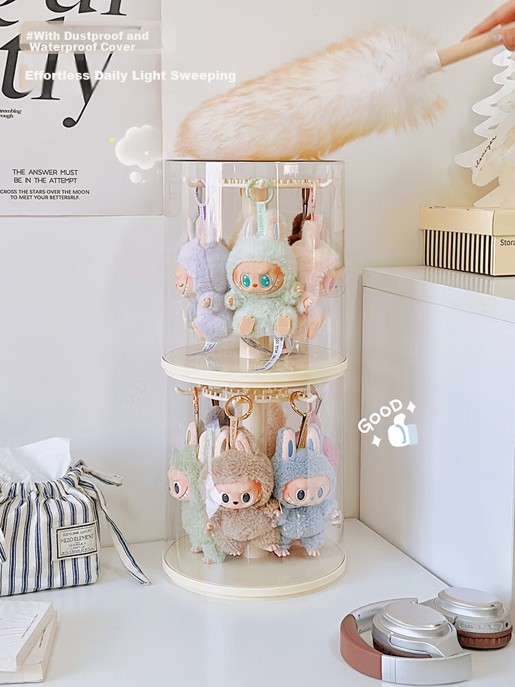 MESHD Labubu Hanging Display Box Rotating Transparent Labubu Plush Doll Figurine Blind Box Storage Display Stand 7