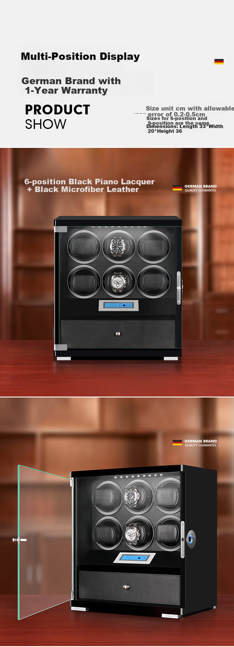 DrikLux Automatic Watch Winder with Fingerprint Lock Storage Box Mechanical Watch Turner New Year Gift for Elders 5