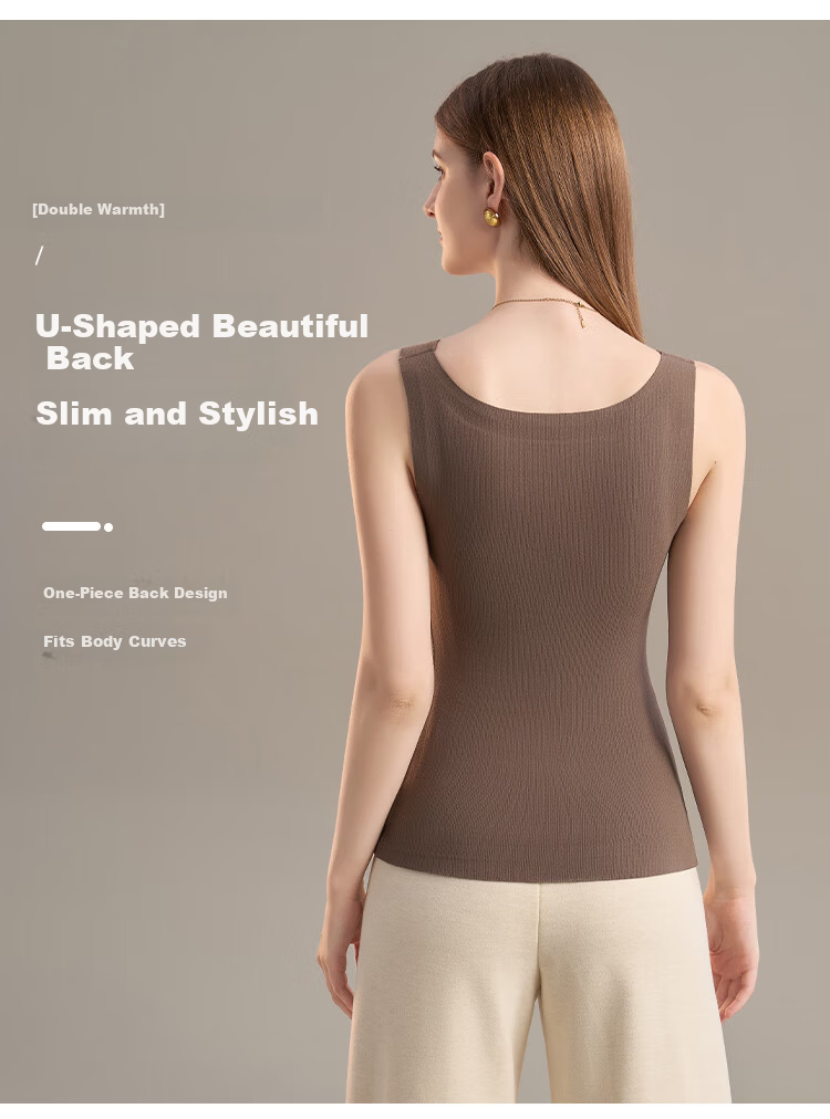 GRACEWELL 100% Wool Filled Warm Vest for Women with Chest Pad, Bra-Free, Autumn Winter Fleece Lined Seamless Base Layer Underwear 11