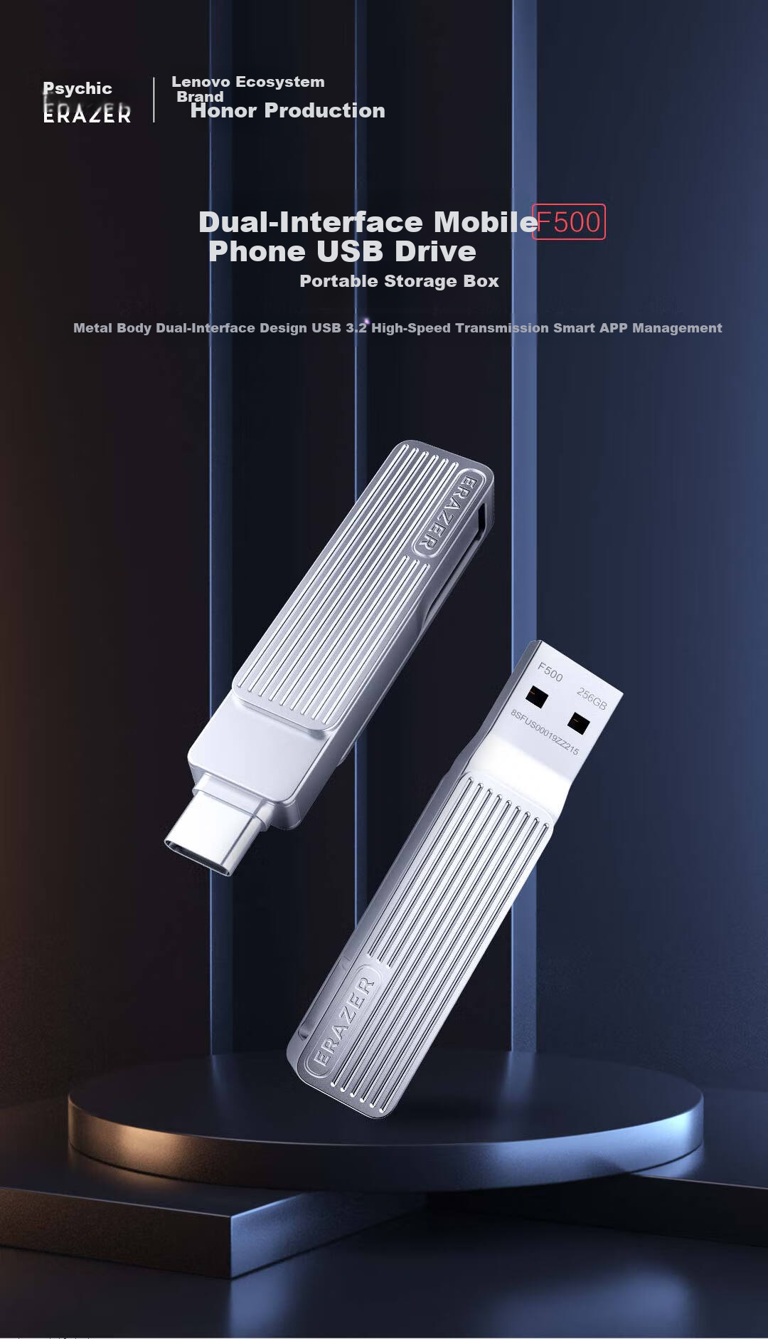 Lenovo Invests in Brand Yinengzhe, 256GB USB3.2 Lightning Dual-Interface Apple Phone Flash Drive, F510 Metal Rotating Protective Case, Dual-Purpose USB Drive for Phones And Computers 1