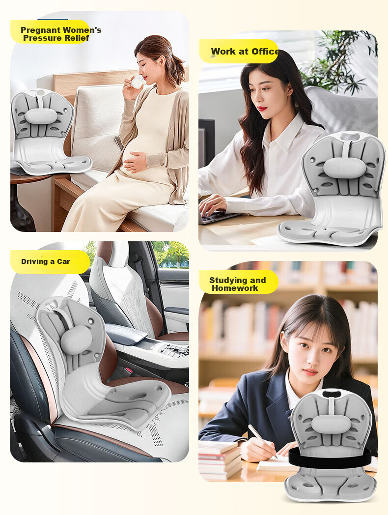 Zhiguozhe Lumbar Support Seat Cushion Ergonomic Waist Pillow for Prolonged Sitting Office Chair Back Cushion Pink 25