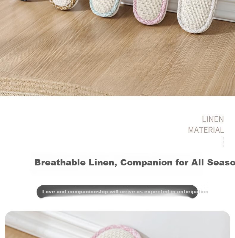 Huamei Jianbu Linen Slippers Non-Slip Couple Home Indoor Soft Sole Cotton Linen Floor Slippers HM6130 Brown Size 40-41 2