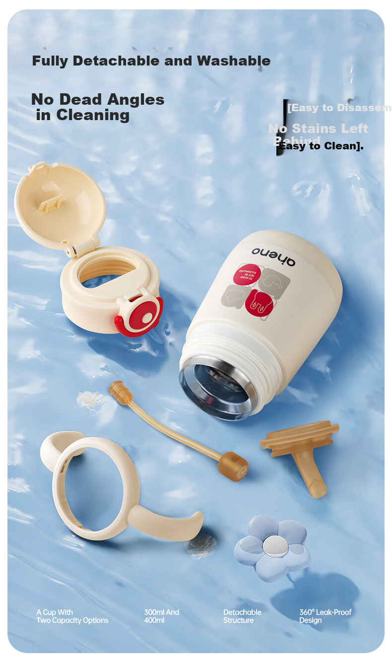 Ennino Baby Straw Insulated Bottle 1-3 Years Old Infant 316 Stainless Steel Water Bottle Milk Powder Kindergarten Drinking Cup Baby Bottle 9