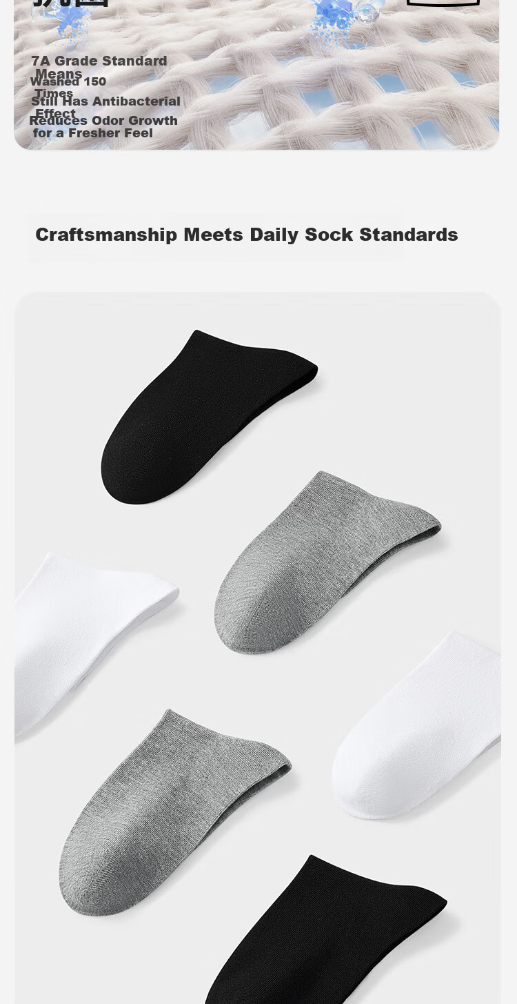 HLA Disposable Cotton Mid-Calf Socks for Men and Women 7A Antibacterial Travel Daily Use No-Wash Sports Casual Mid-Length Socks 7 Pairs Pack 6