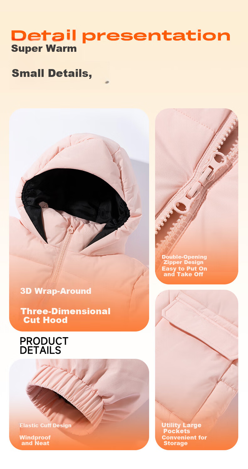 JEANSWEST Boys' Cotton Padded Jacket Autumn Winter 2025 Girls' Cotton Coat Warm Children's Cotton Clothes Windproof Winter Outerwear for Older Kids 9
