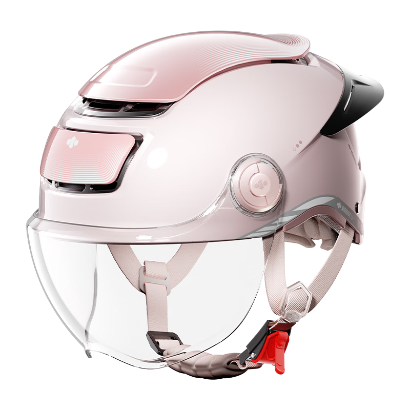 Two Little Bees 3rd Generation Zero-Feel Sunroof Helmet 3C Certified Electric Motorcycle Helmet Unisex Summer Sun Protection Half Helmet Breathable Safety Cap Large Tail Wing / Soft Cherry Pink