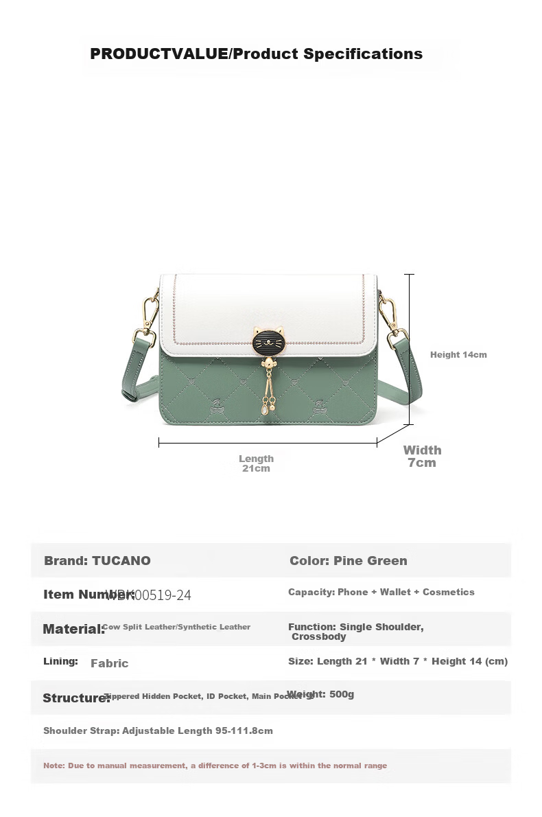 TUCANO Women's Leather Shoulder Bag Crossbody Luxury Colorblock Small Square Bag Mother's Day Birthday Gift 13