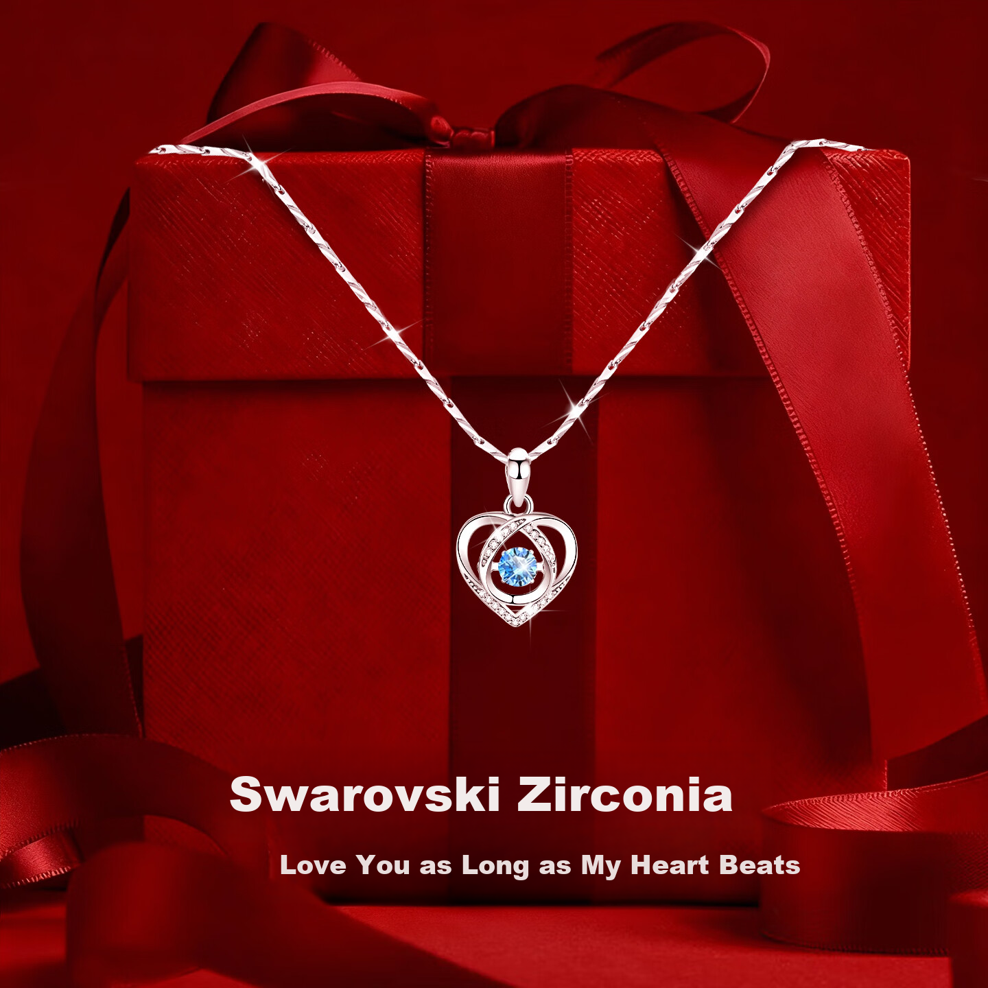 GLTEN Swarovski Zirconia 999 Sterling Silver Necklace Women's Pendant Luxury Birthday Gift for Girlfriend Wife