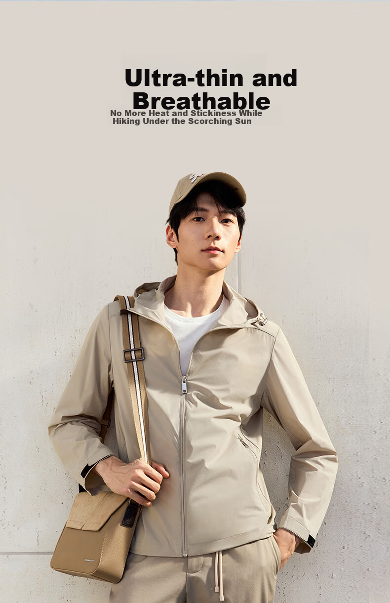 Goldlion [Cloud Wing Jacket] 25 Spring Summer Men's Sun Protection UV Resistant Hooded Lightweight Jacket Apricot 2XL 6
