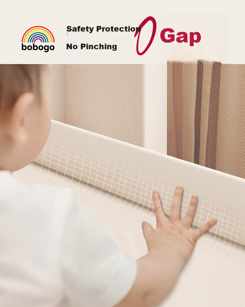 BOBOGO Baby Crib Bumper Guard Rail Baby Anti-Fall Protective Fence Bedside Panel Adjustable Three-Sided Bed Rail [1.8*2] 8