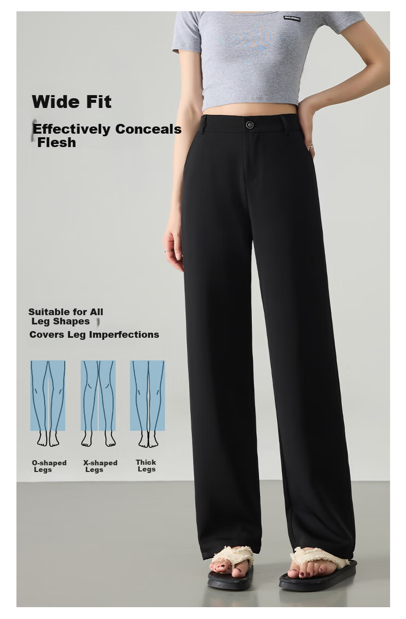 LangSha High Waist Straight Leg Suit Pants for Women Spring Summer Lightweight Draped Slim Wide Leg Casual Work Trousers 6