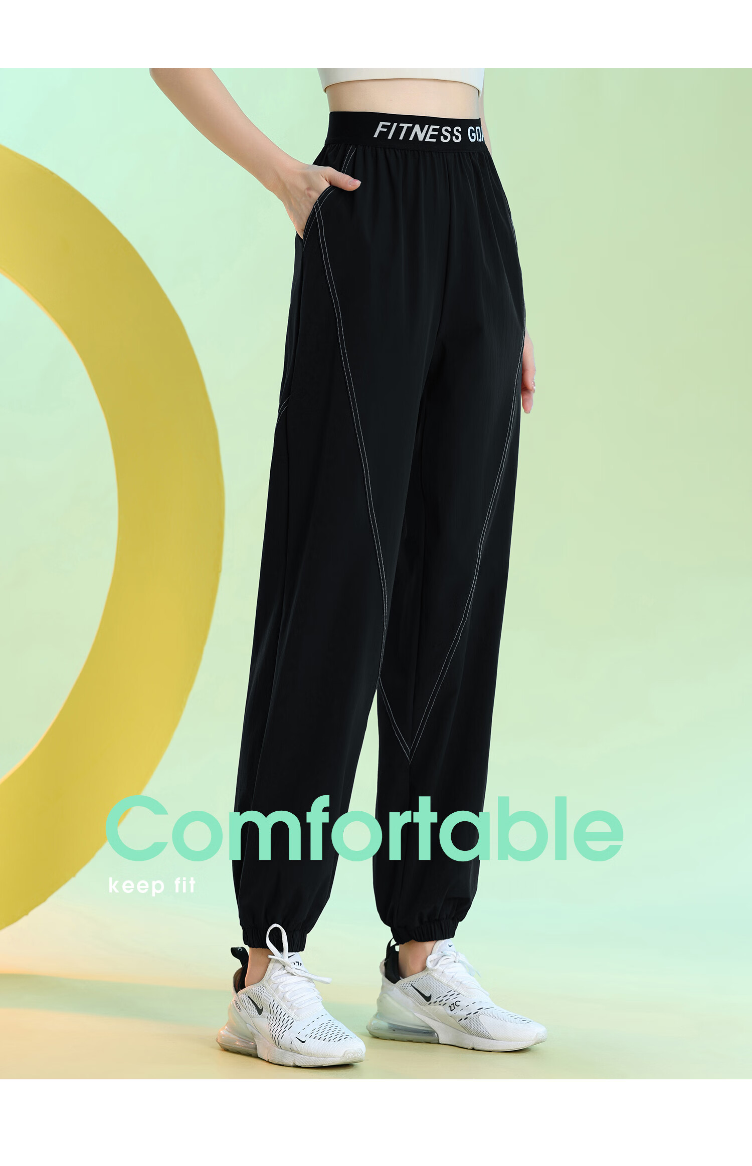 Baisirong 140 Jin Plus Size Women's Quick-Dry Fitness Running Pants Lightweight Yoga Training Straight-Leg Jogger Wide-Leg Trousers 9