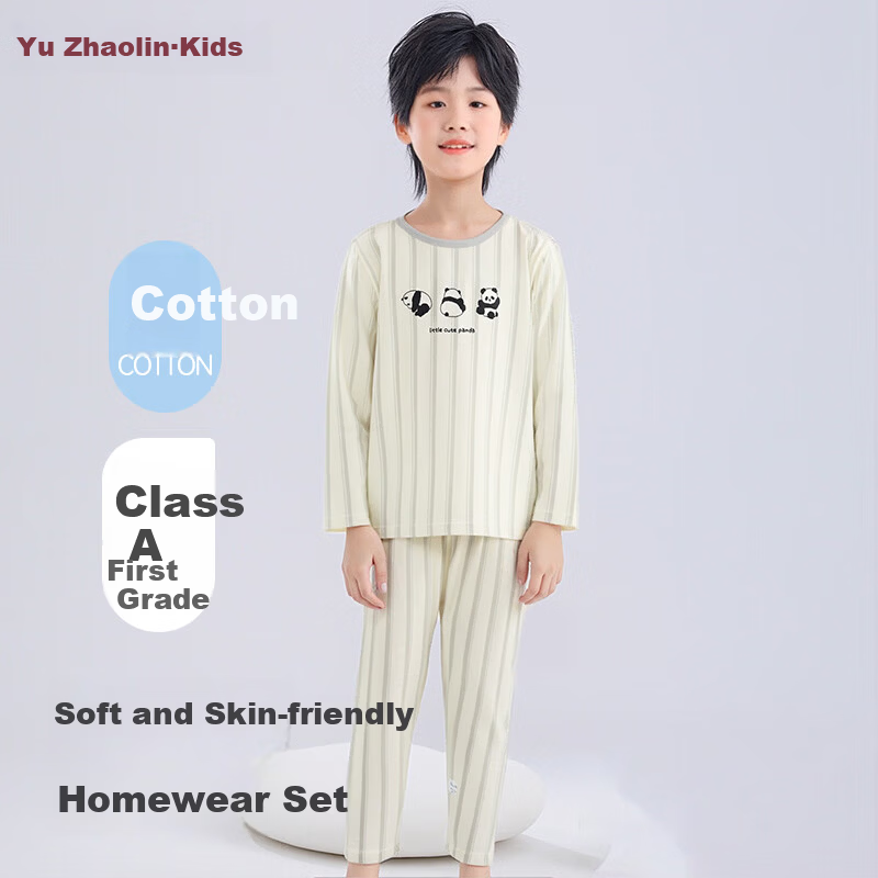 YUZHAOLIN Kids Thermal Underwear Set Boys Girls Cotton Pajamas Base Layer Autumn Clothes Original Dinosaur 110