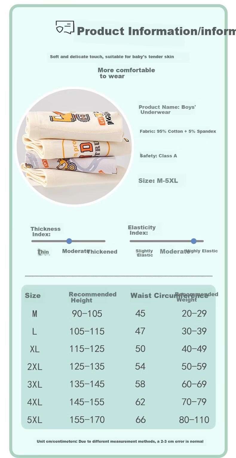 MiiOW Boys' Cotton Boxer Briefs for Children, Ages 6-12, Pure Cotton, Youth Four-Point Shorts 5