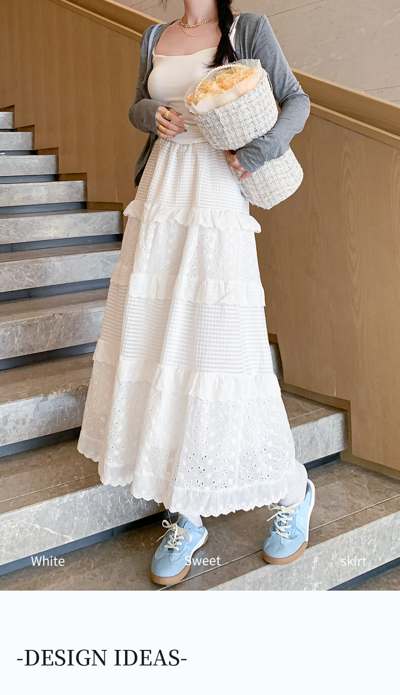 Borui White French Style Women's Skirt 2026 New Spring Summer Puff Skirt Fairy Mid-Length Ballet Cake Skirt 1