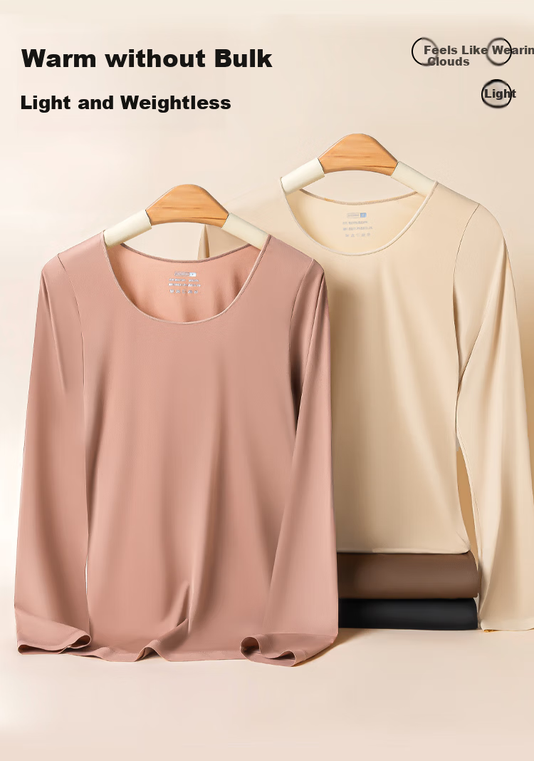 GUJIN Invisible Skin-Friendly Slim Anti-Static Thermal Underwear Set for Women Thin Base Layer Autumn Top and Bottom 13